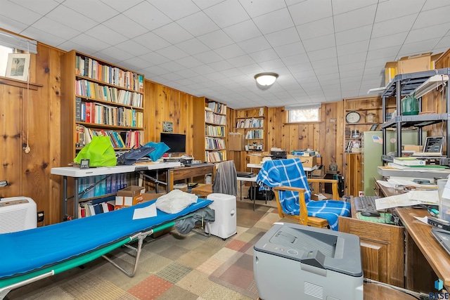 office featuring wood walls