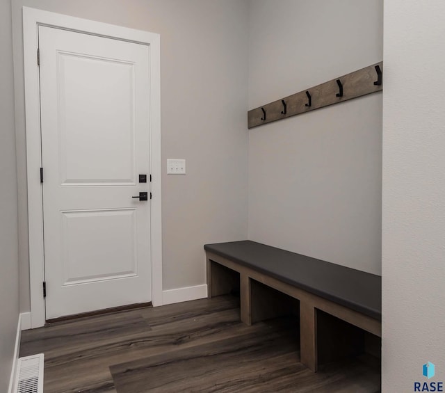 mudroom with dark wood-type flooring