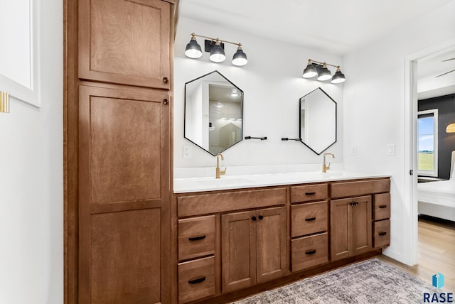 bathroom featuring vanity and wood-type flooring