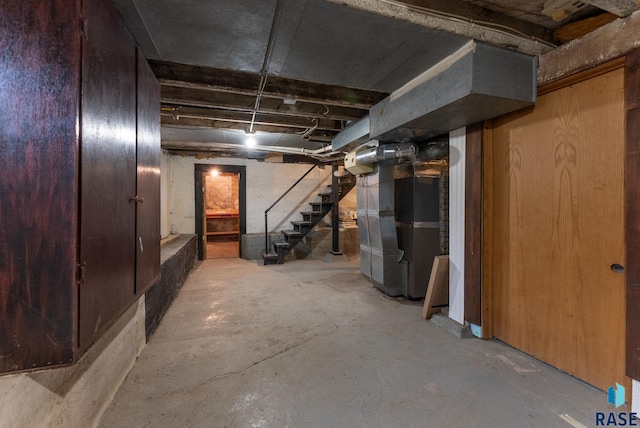 basement with heating unit