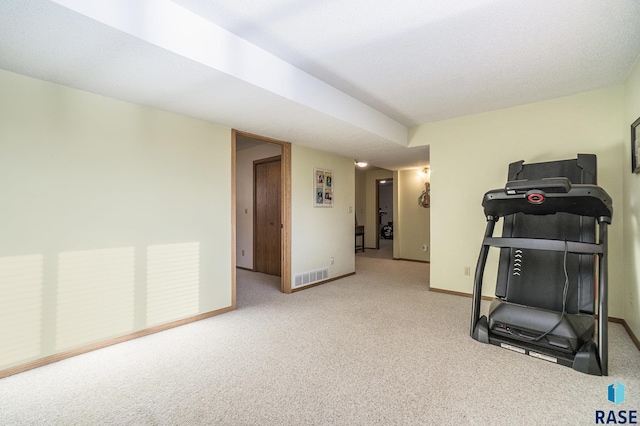 workout room with carpet floors