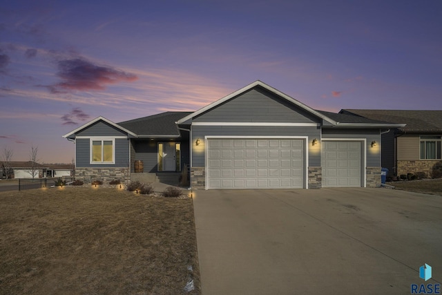 view of front of house with a garage