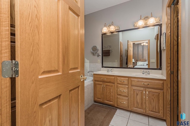 bathroom featuring vanity and tile patterned floors