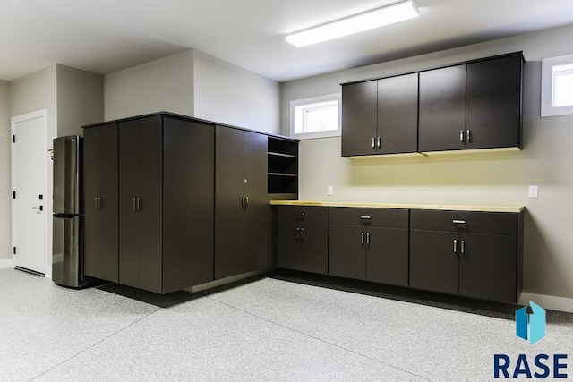 kitchen with stainless steel fridge