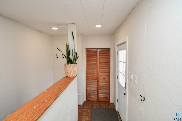 hallway with light parquet floors