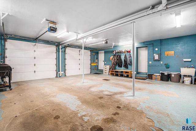 garage featuring a garage door opener and sink