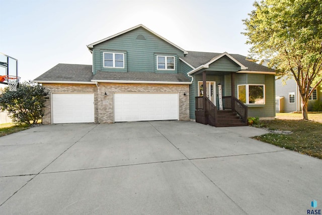 view of front of house with a garage