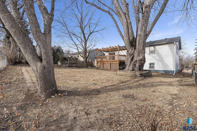 view of yard featuring a deck