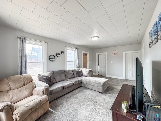 living room with carpet flooring