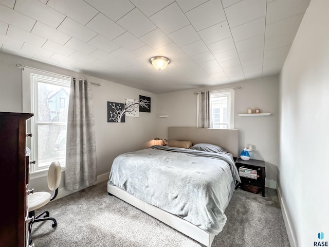 carpeted bedroom with multiple windows