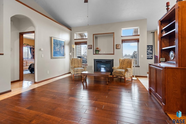 living area featuring wood-type flooring