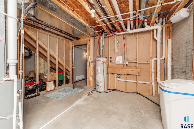 basement with gas water heater