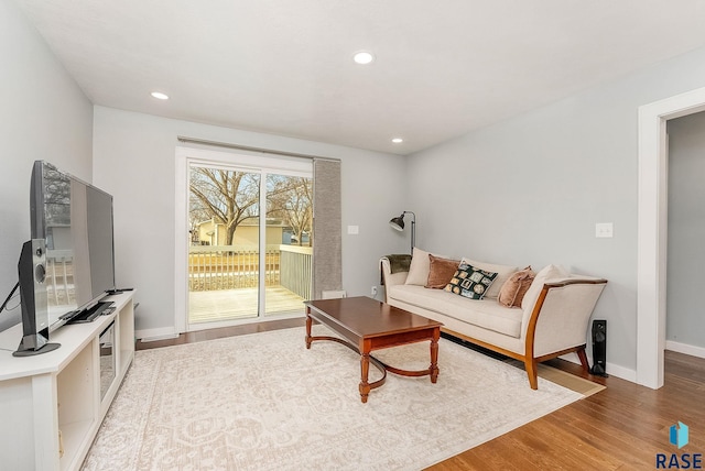 living room with wood-type flooring