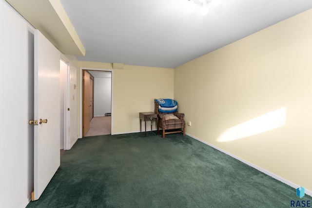 interior space with dark carpet