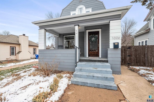 view of front of house featuring covered porch