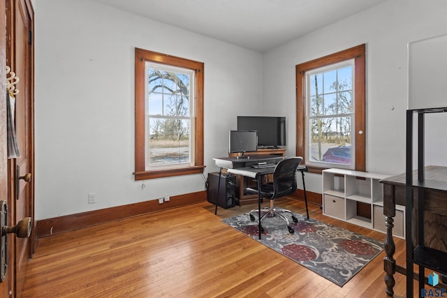 office space featuring light wood-type flooring