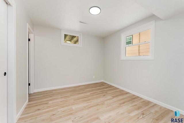 interior space with light hardwood / wood-style floors