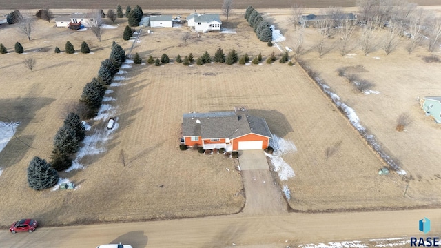 aerial view with a rural view