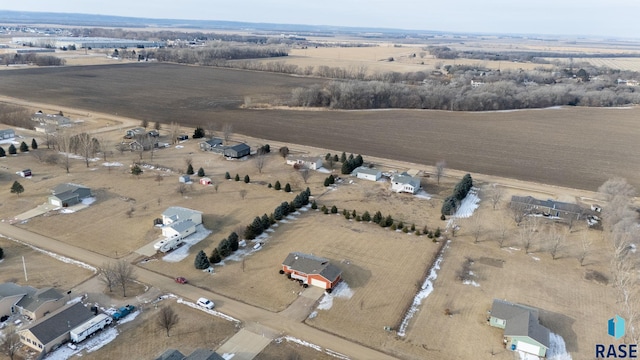 birds eye view of property featuring a rural view