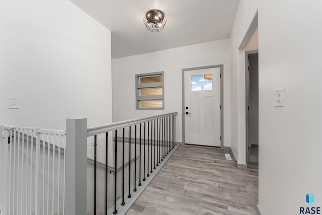 interior space with light hardwood / wood-style floors