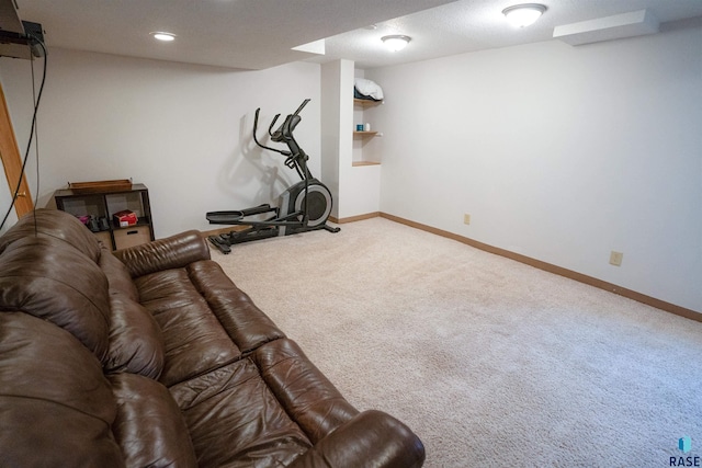 workout room with carpet flooring