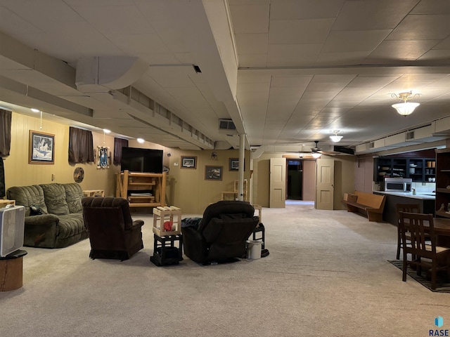 living room with carpet flooring