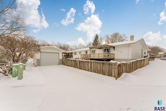 exterior space with a garage