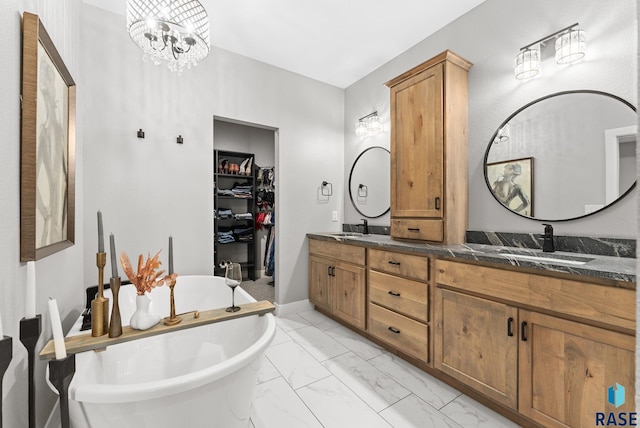 bathroom featuring vanity and a bathing tub