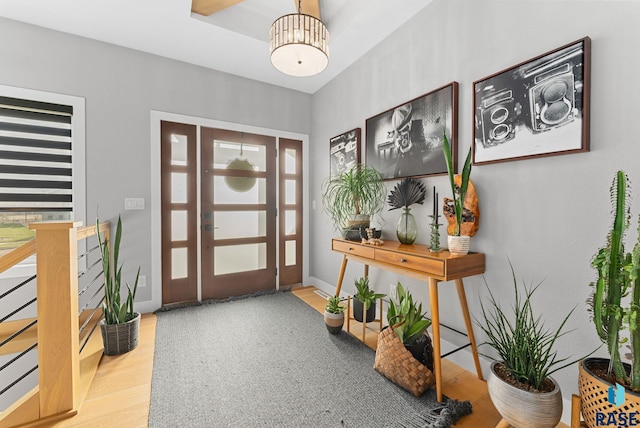 entrance foyer featuring light wood-type flooring