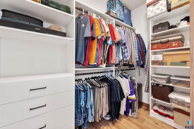 spacious closet featuring hardwood / wood-style flooring