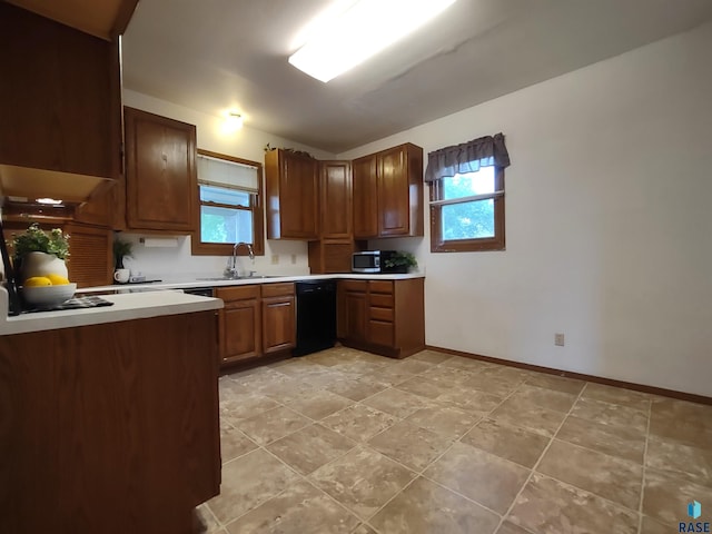 kitchen featuring dishwasher, sink, and a healthy amount of sunlight