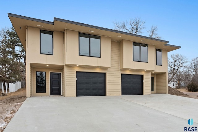 contemporary house featuring a garage