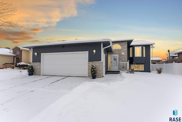 view of front facade with a garage