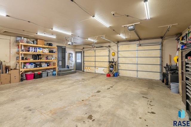garage with a garage door opener