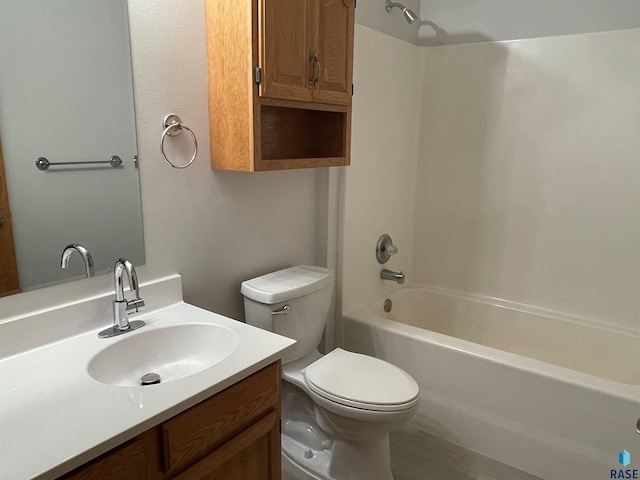 full bathroom with vanity, shower / bathtub combination, and toilet