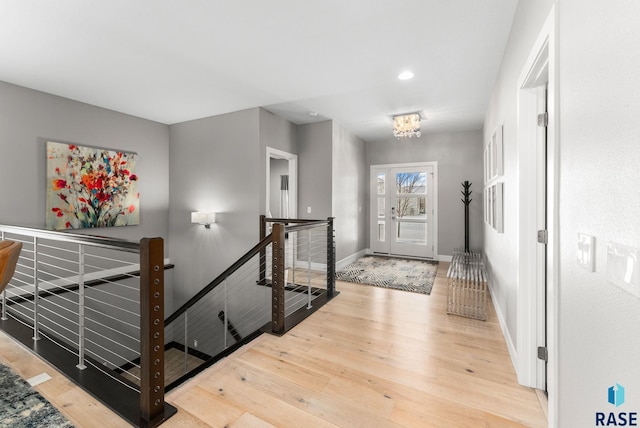 entrance foyer featuring light wood-type flooring