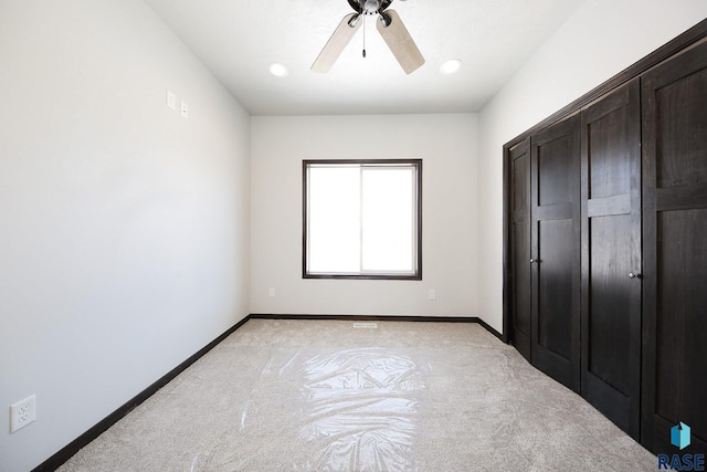 unfurnished bedroom with ceiling fan