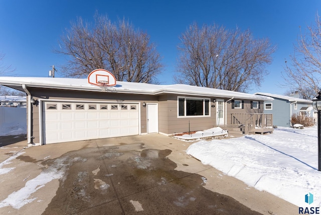 single story home with a garage