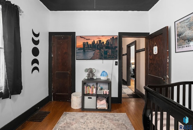 bedroom featuring wood-type flooring