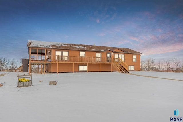 view of front of property with a deck