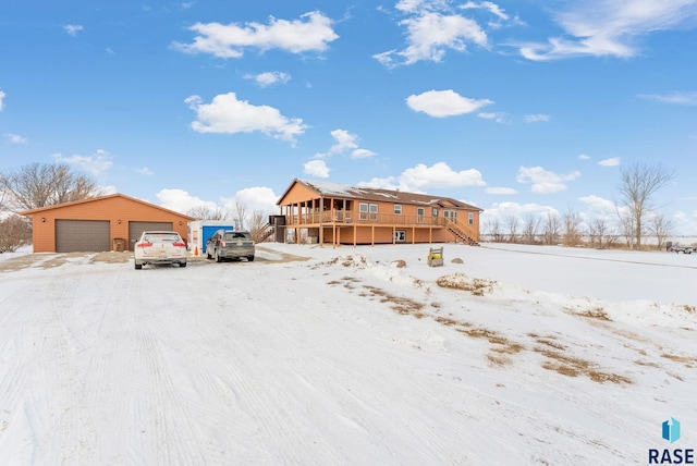 view of front of house with a wooden deck