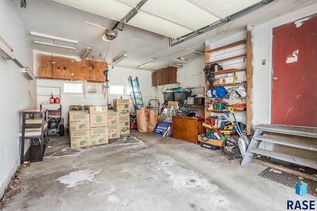 garage with a garage door opener