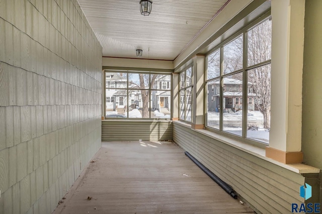 view of unfurnished sunroom