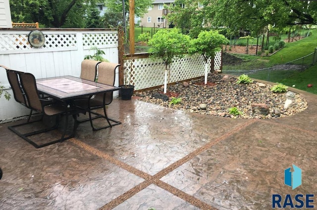 view of patio / terrace with outdoor dining space and fence