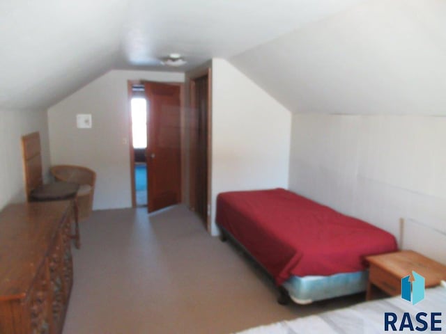 bedroom featuring lofted ceiling