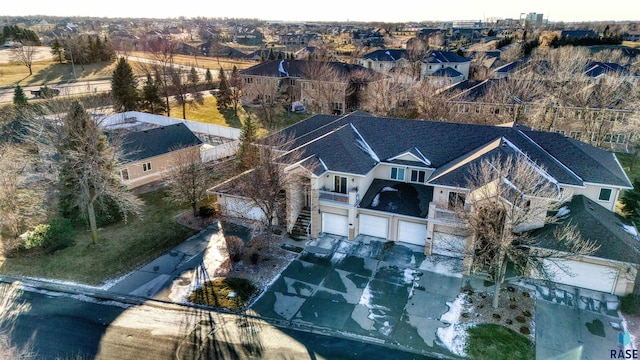 drone / aerial view with a residential view