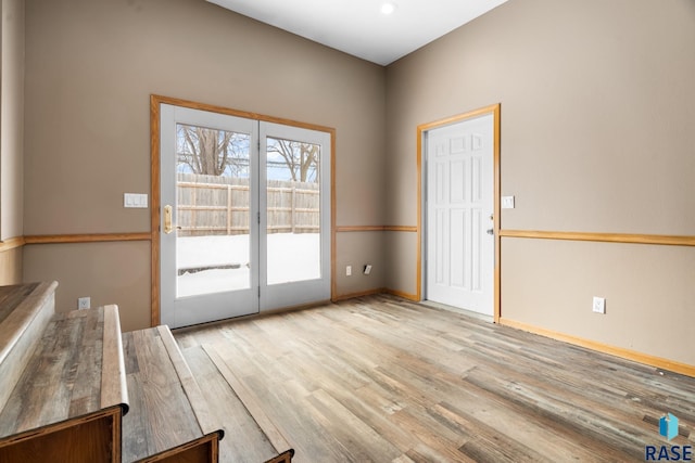 doorway featuring light wood-style floors