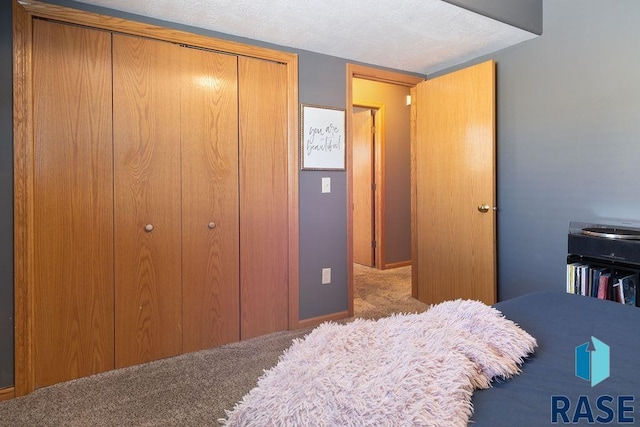 bedroom with a closet and carpet