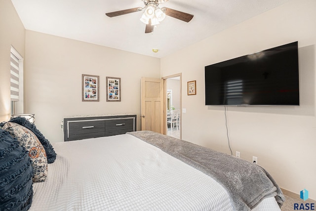 bedroom featuring ceiling fan