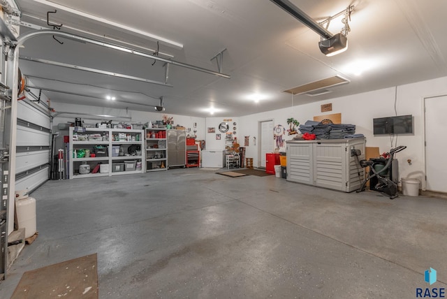 garage with a garage door opener